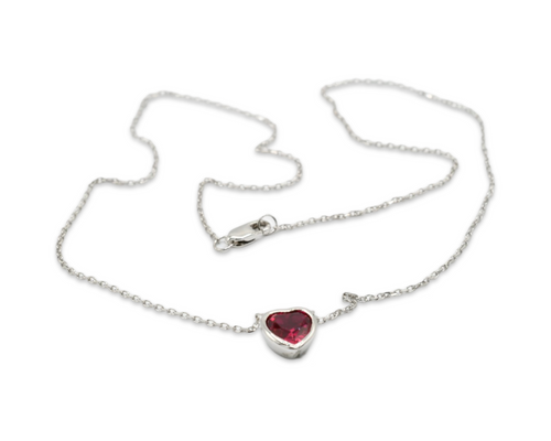 Mini Red Heart Necklace Plata 925