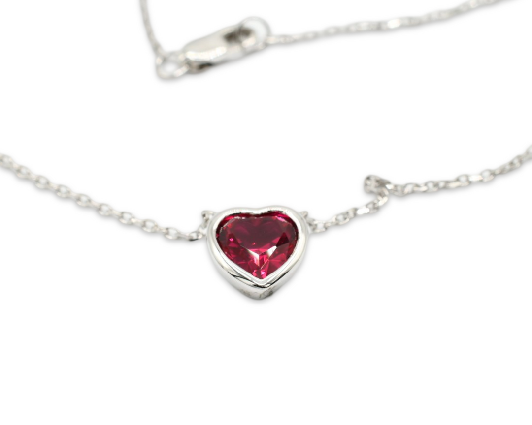 Mini Red Heart Necklace Plata 925
