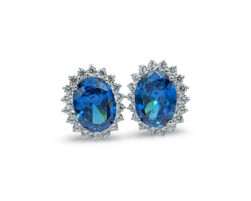 Princess Sapphire Earrings Plata 925