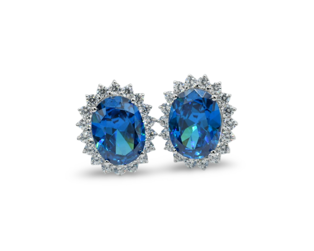 Princess Sapphire Earrings Plata 925