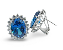 Load image into Gallery viewer, Princess Sapphire Earrings Plata 925