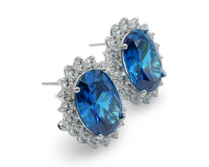 Princess Sapphire Earrings Plata 925