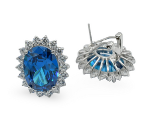 Princess Sapphire Earrings Plata 925