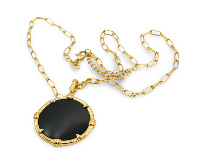 Black Medallion Necklace