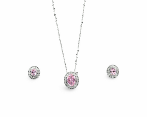 Pink Oval Set Plata 925