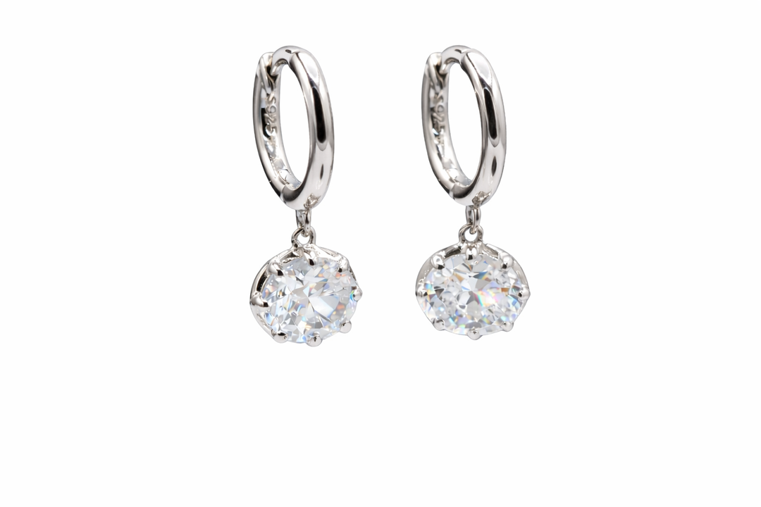 Oval Stone Silver Earrings 925