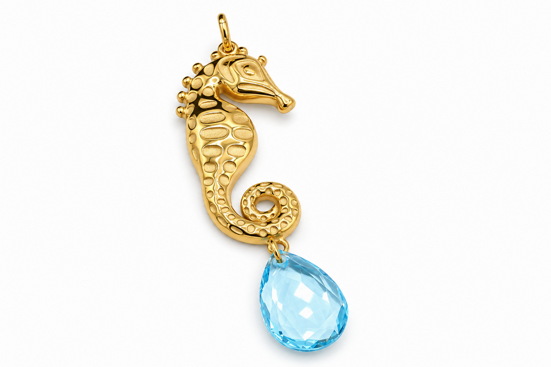 Aquamarine Seahorse Pendant