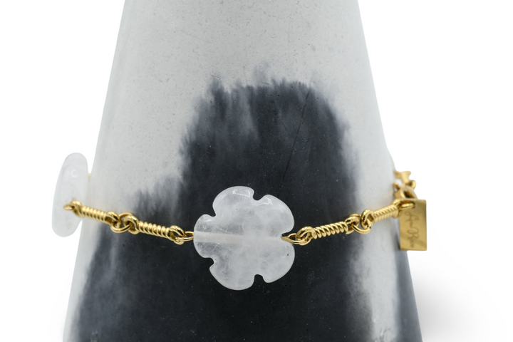 Natural Flower Stone Bracelet Clear / White