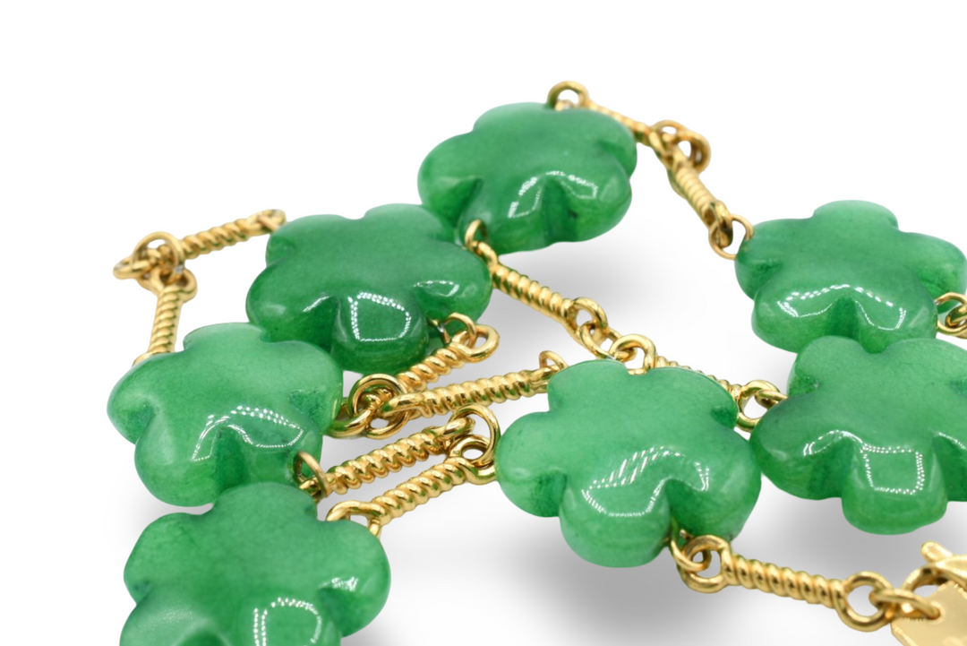 Natural Flower Stone Necklace  Green