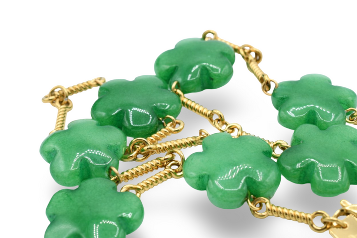 Natural Flower Stone Necklace  Green