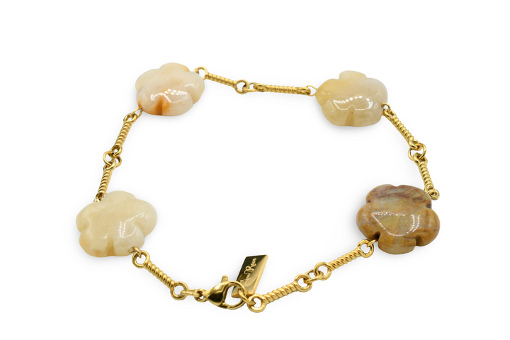 Natural Flower Stone Bracelet Tan