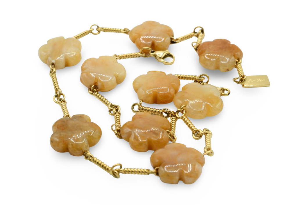 Natural Flower Stone Necklace Tan