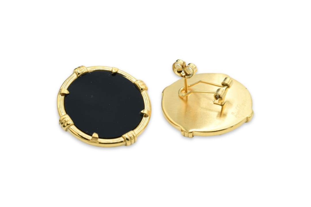 Black Medallion Earrings