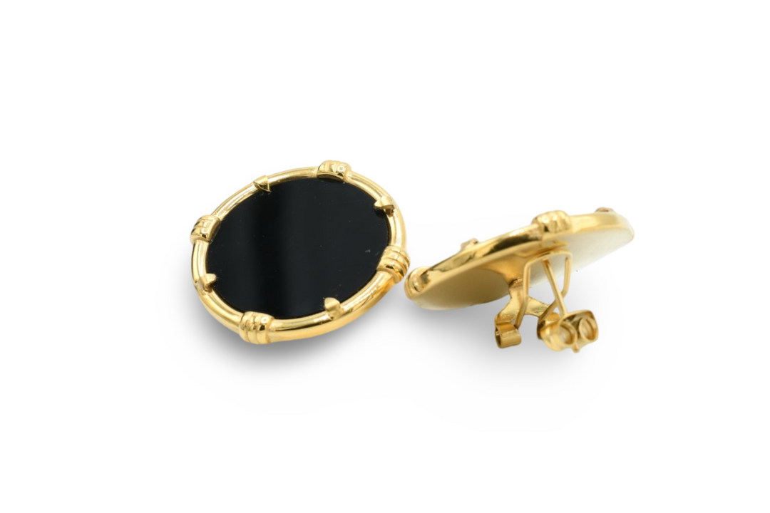 Black Medallion Earrings