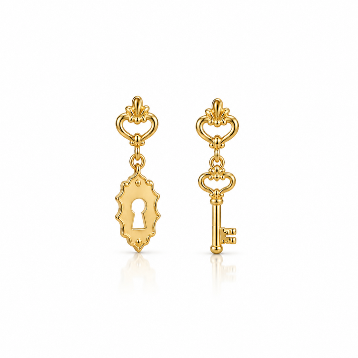 Mini Lock and Key Earrings