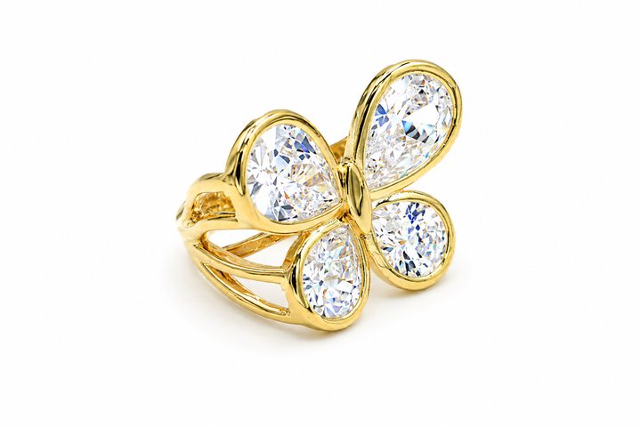 Explicit Clear Butterfly Ring