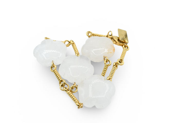 Natural Flower Stone Bracelet Clear / White
