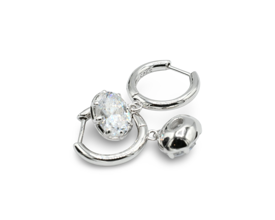 Oval Stone Silver Earrings 925