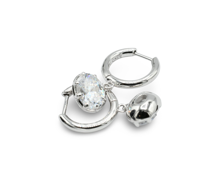 Oval Stone Silver Earrings 925