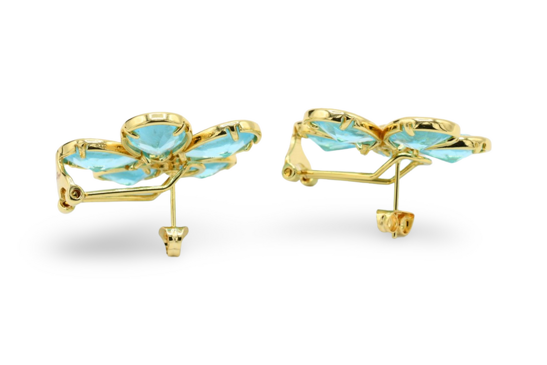 Aquamarine Flower Earrings