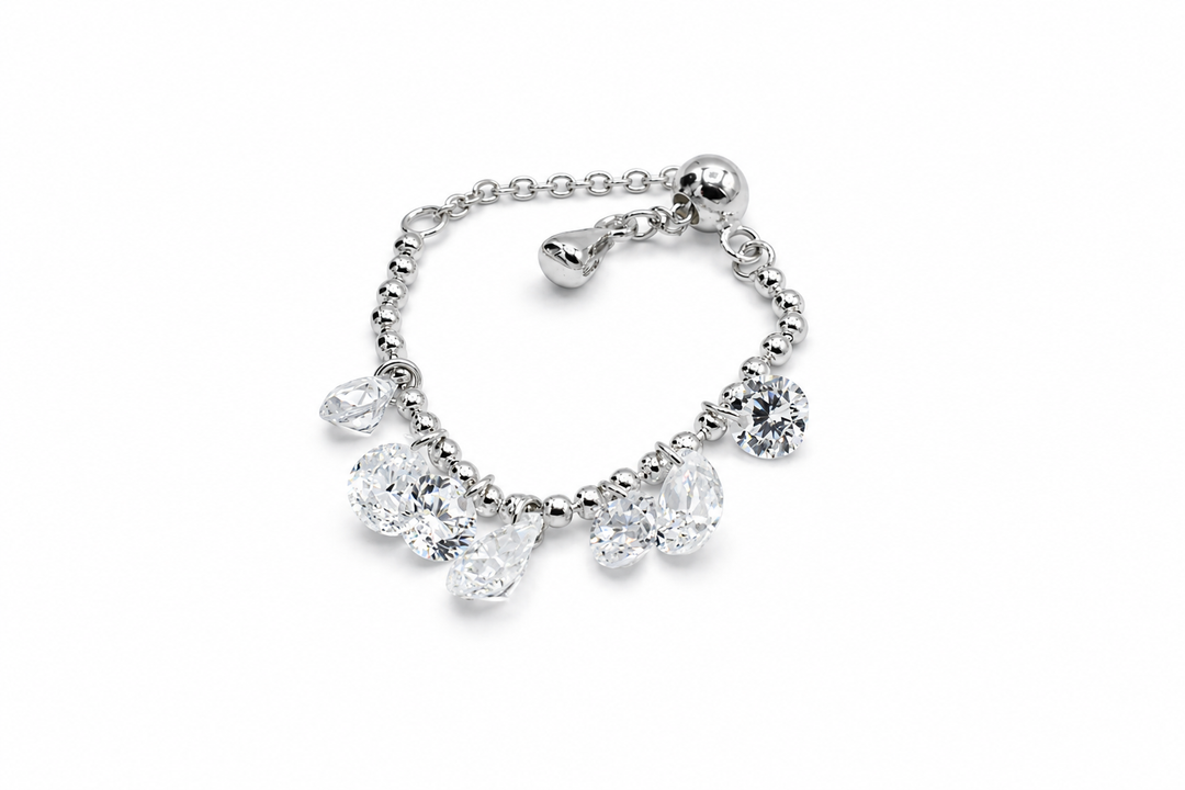 Silver Adjustable Dangling Ring 925