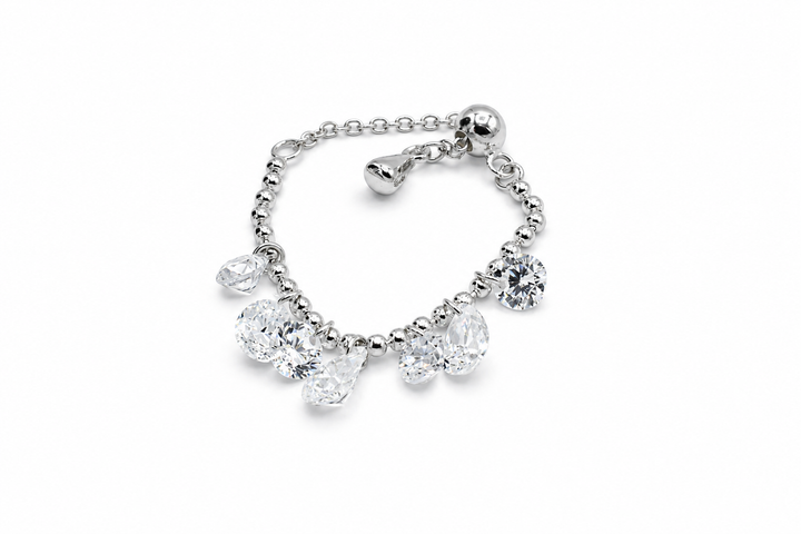 Silver Adjustable Dangling Ring 925