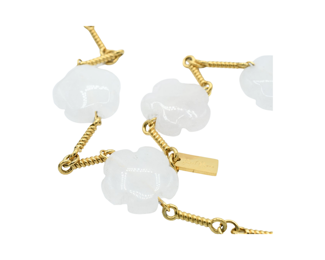 Natural Flower Stone Necklace Clear / White