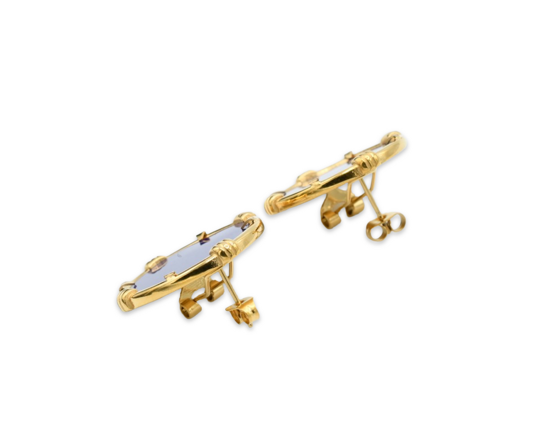Blue Medallion Earrings
