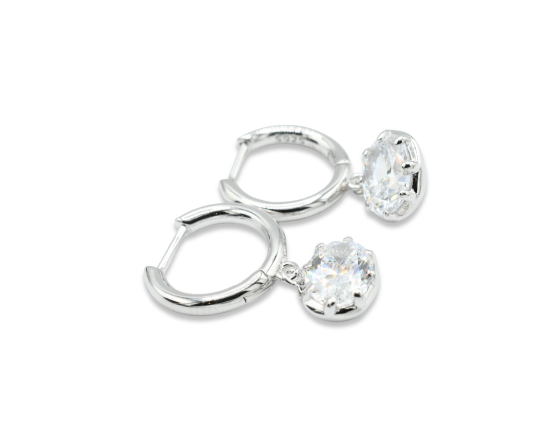 Oval Stone Silver Earrings 925