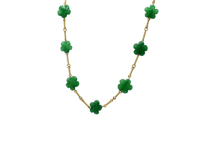 Natural Flower Stone Necklace  Green