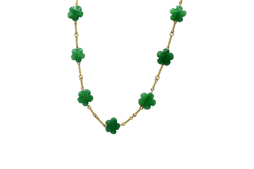 Natural Flower Stone Necklace  Green