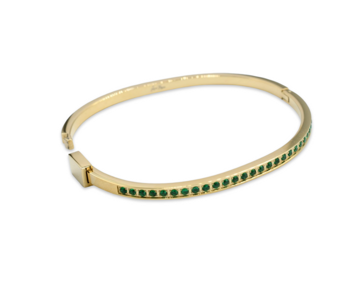 Skinny Steel Green Bangle