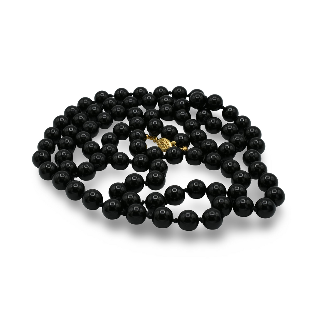 Long Black Agate Necklace