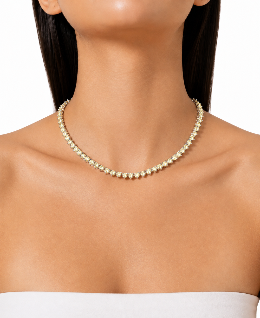 Yellow Tennis Necklace 925