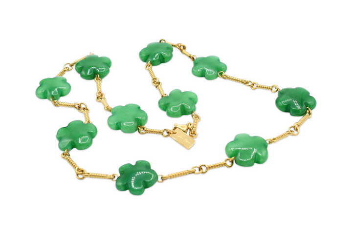 Natural Flower Stone Necklace  Green
