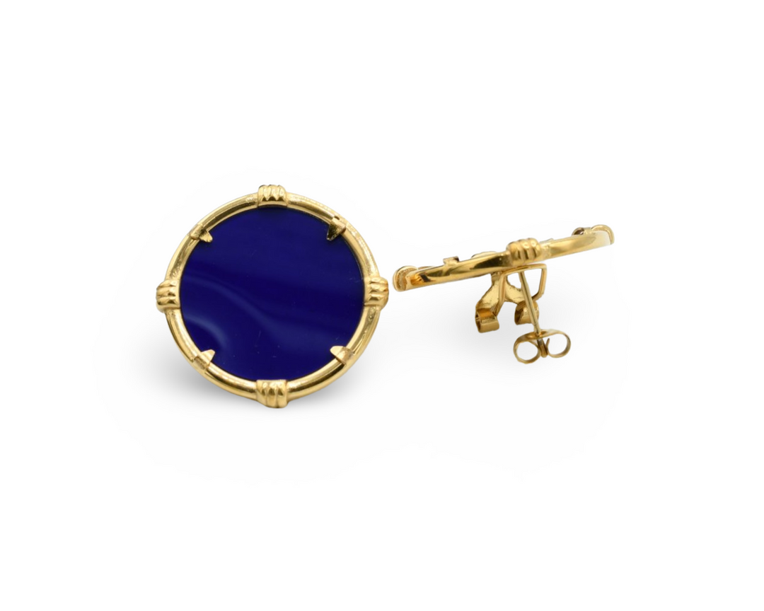 Blue Medallion Earrings