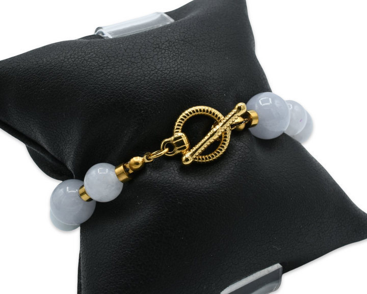 Grey Blue Natural Quartz Bracelet