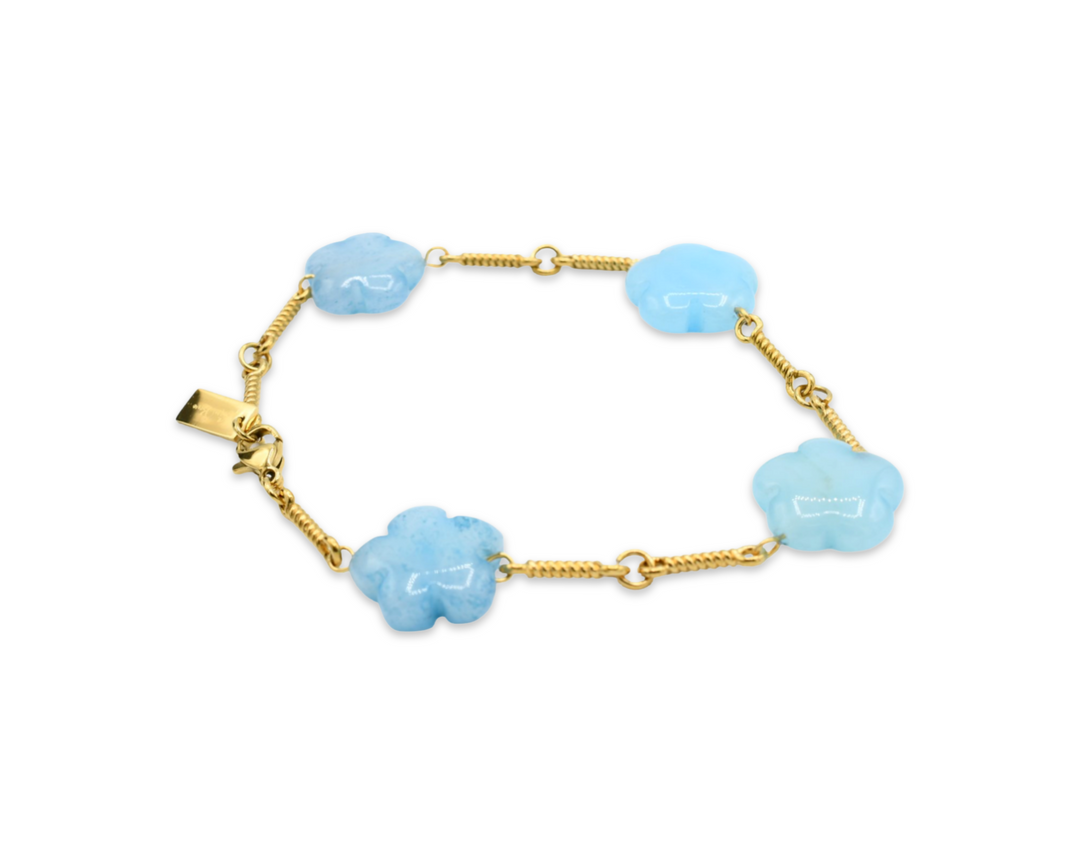 Natural Flower Stone Bracelet Blue / Azul