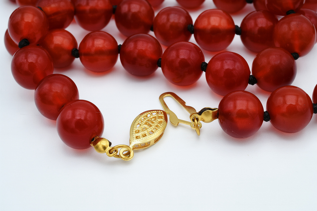 Long Red Agate Necklace