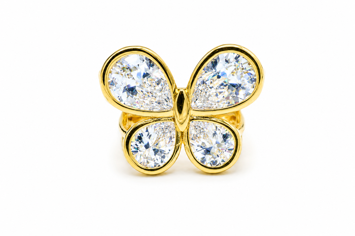 Explicit Clear Butterfly Ring