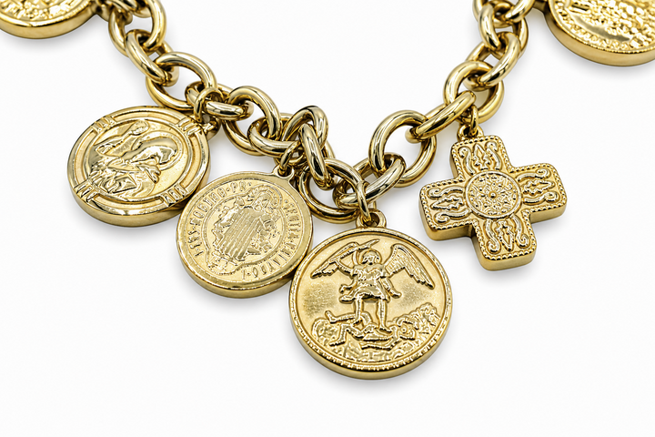 Religious Hanging Coin Bracelet