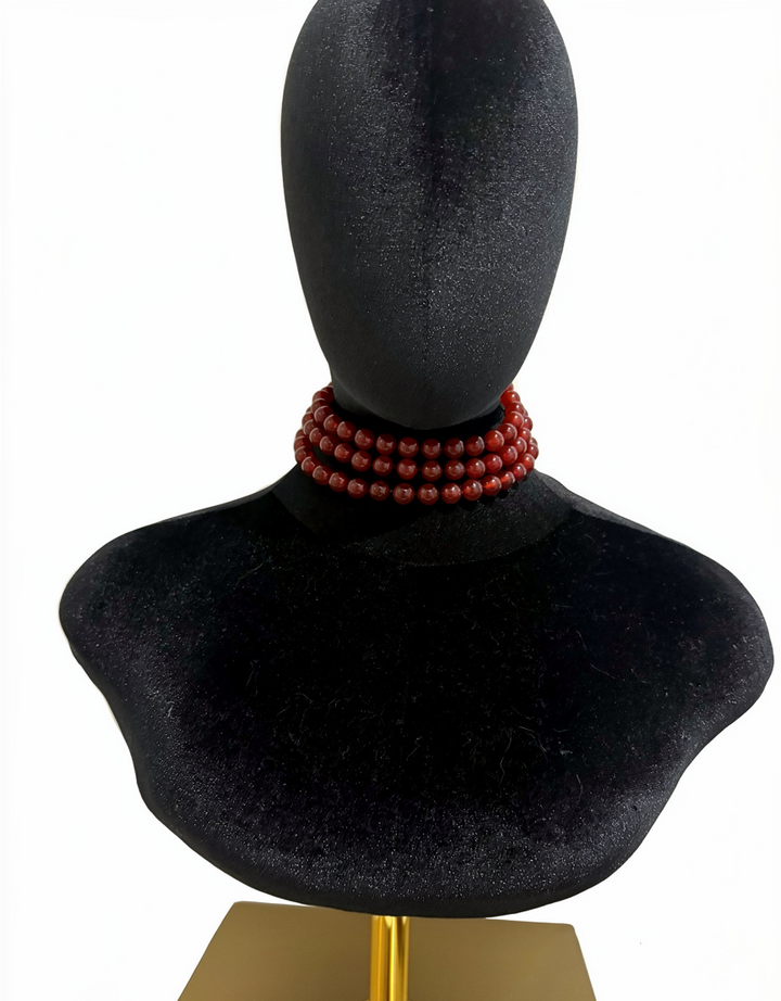 Long Red Agate Necklace