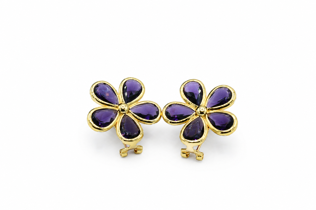 Purple Flower Earrings