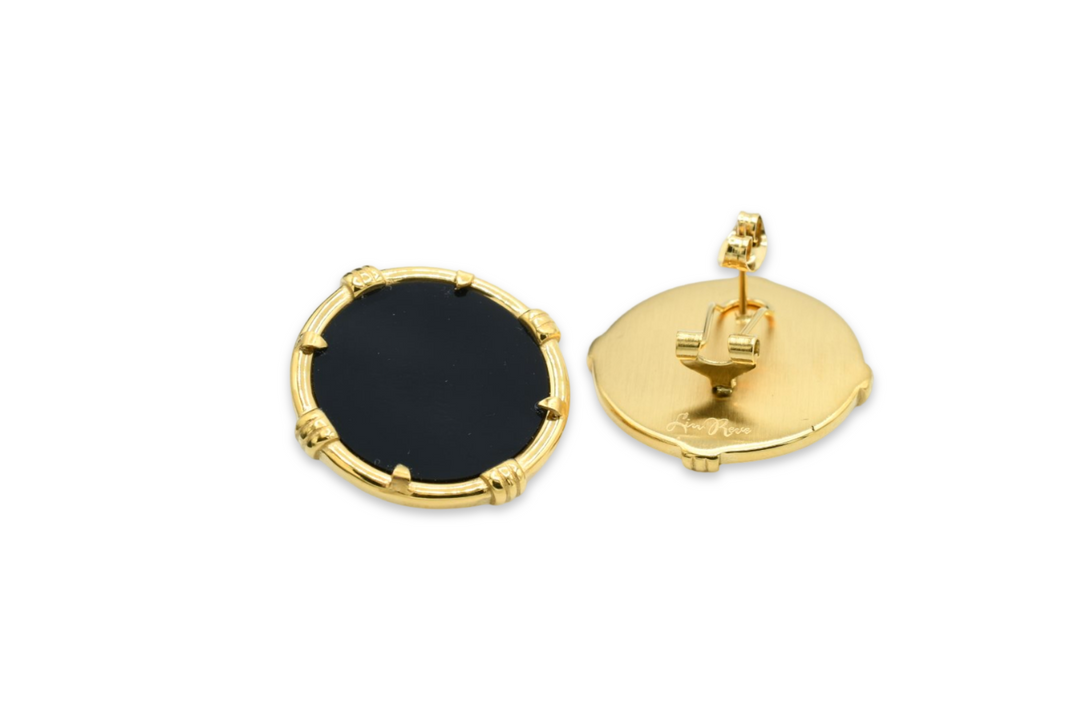 Black Medallion Earrings