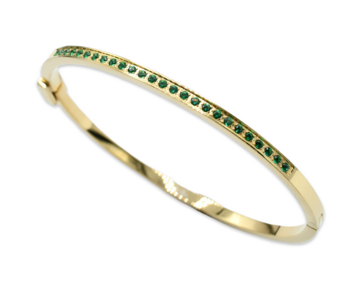 Skinny Steel Green Bangle