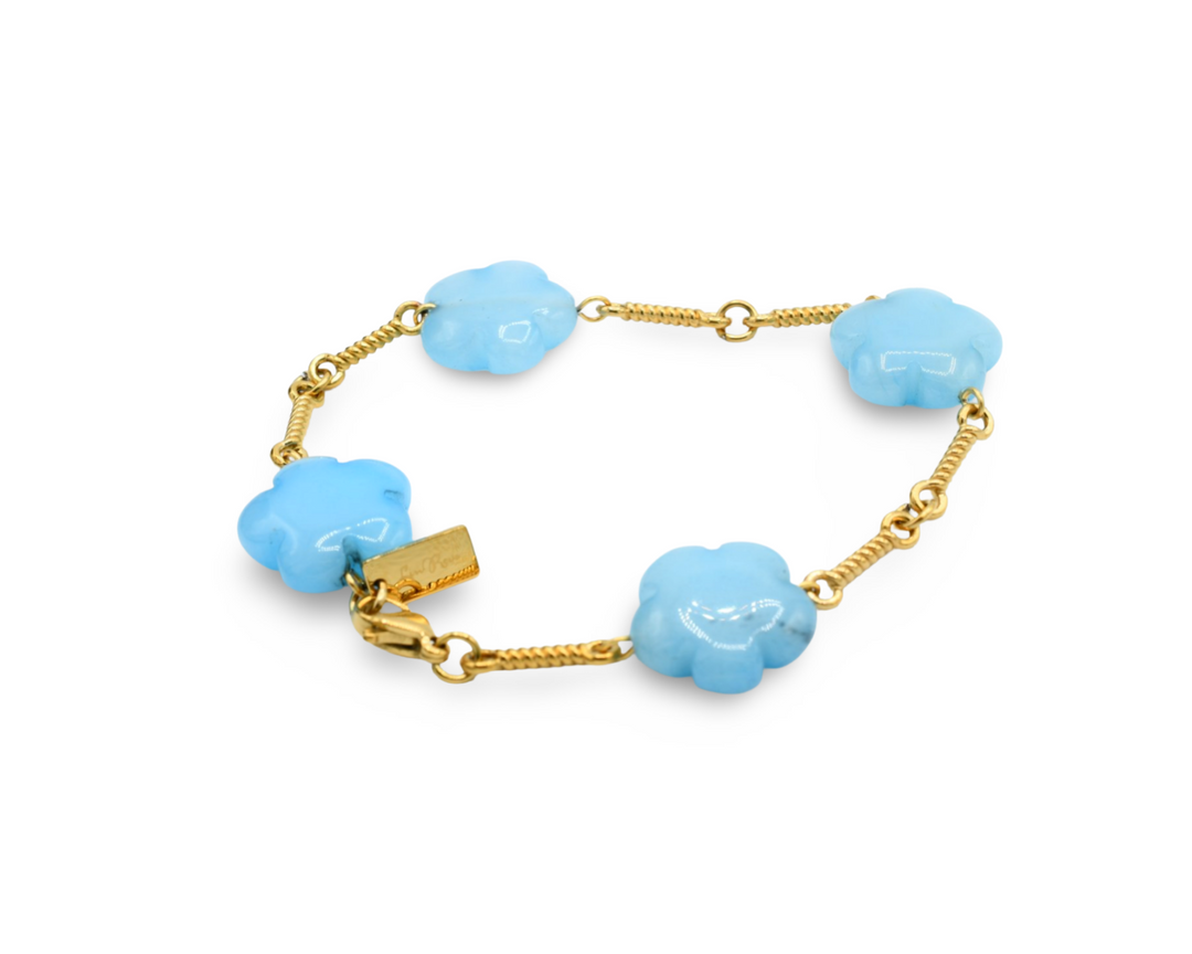 Natural Flower Stone Bracelet Blue / Azul