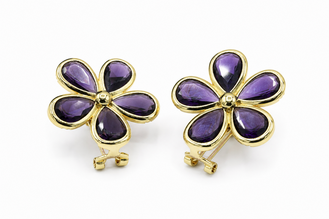 Purple Flower Earrings