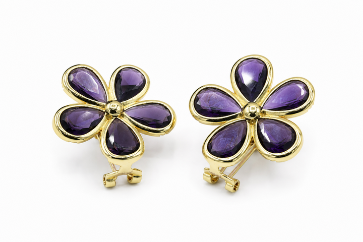 Purple Flower Earrings