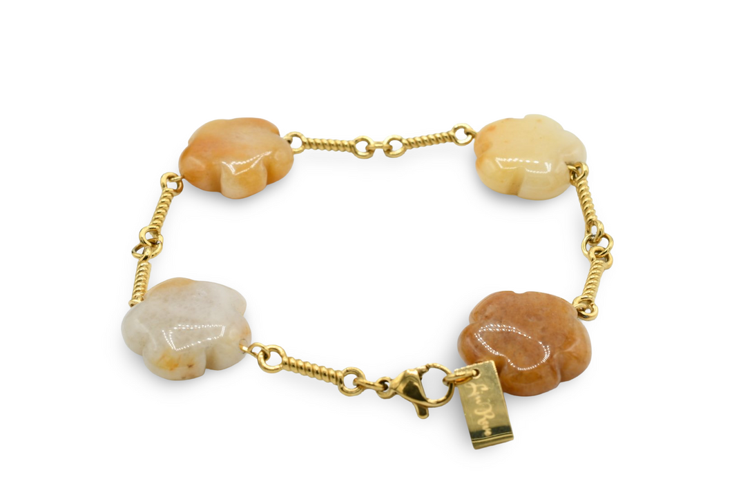 Natural Flower Stone Bracelet Tan