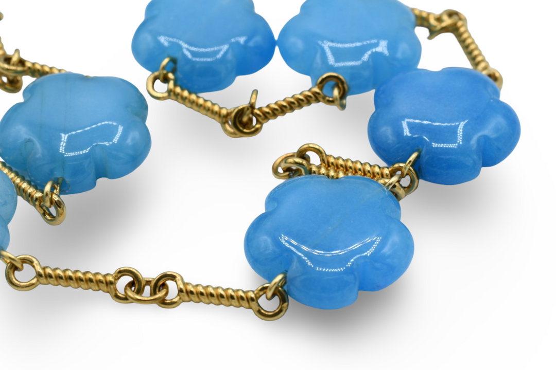 Natural Flower Necklace Blue